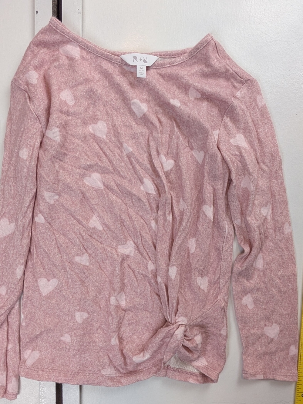 Pink Heart Print Side-Tie Sweater for Kids